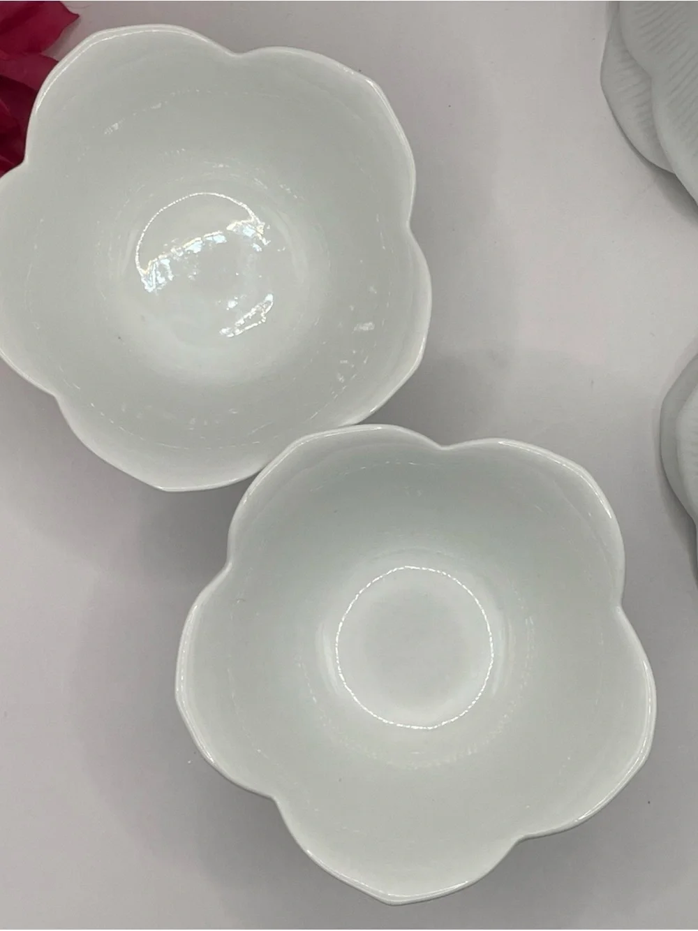 Vintage Pier 1 Imports White Porcelain Lotus Bowls Set Of 6
